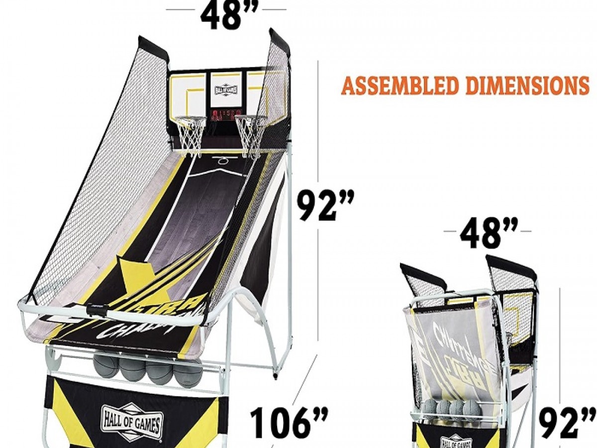 Juego de Baloncesto Arcade Premium con Estante de Almacenamiento Integrado de 4 Bolas